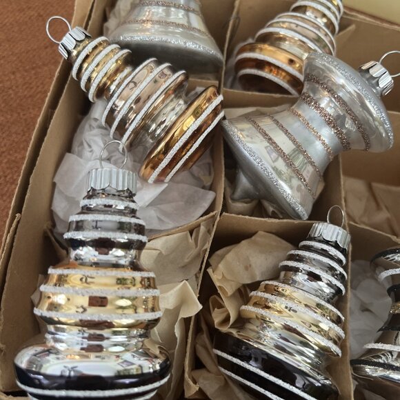 Christopher Radko Shiny Brite 7 Christmas Ornaments 1940's Design Glass - Picture 2 of 4